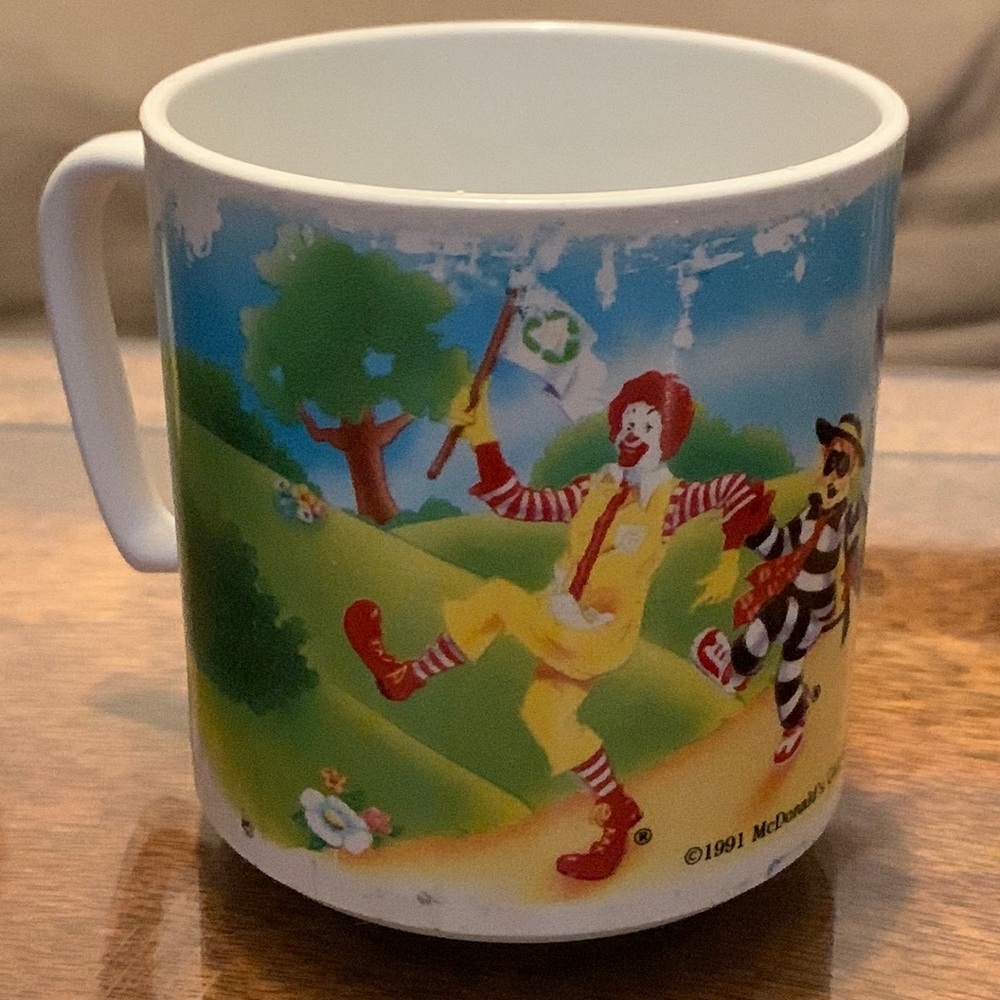 Ronald McDonald Image Mug 90s vintage kids drink cup 1991 Burglar Grimace too